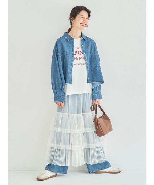 Samansa Mos2（サマンサ モスモス）の「2WAYチュールティアードスカート（スカート・レディース・ブラック/オフホワイト/ピンク・F）」の4枚目の写真