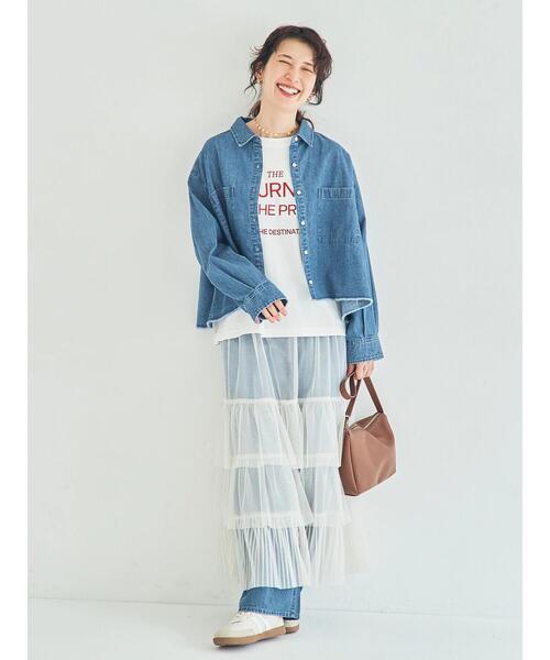 Samansa Mos2（サマンサ モスモス）の「2WAYチュールティアードスカート（スカート・レディース・ブラック/オフホワイト/ピンク・F）」の5枚目の写真