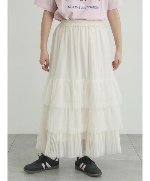 Samansa Mos2（サマンサ モスモス）の「2WAYチュールティアードスカート（スカート・レディース・ブラック/オフホワイト/ピンク・F）」の7枚目の写真