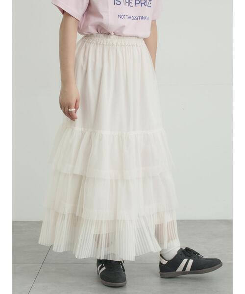 Samansa Mos2（サマンサ モスモス）の「2WAYチュールティアードスカート（スカート・レディース・ブラック/オフホワイト/ピンク・F）」の8枚目の写真