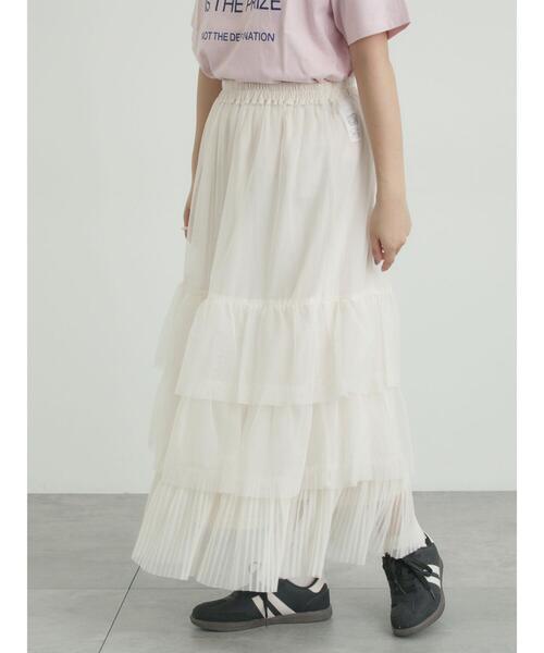 Samansa Mos2（サマンサ モスモス）の「2WAYチュールティアードスカート（スカート・レディース・ブラック/オフホワイト/ピンク・F）」の10枚目の写真