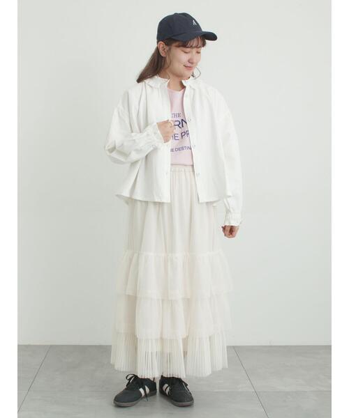 Samansa Mos2（サマンサ モスモス）の「2WAYチュールティアードスカート（スカート・レディース・ブラック/オフホワイト/ピンク・F）」の11枚目の写真