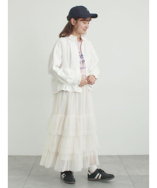 Samansa Mos2（サマンサ モスモス）の「2WAYチュールティアードスカート（スカート・レディース・ブラック/オフホワイト/ピンク・F）」の13枚目の写真