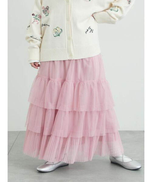 Samansa Mos2（サマンサ モスモス）の「2WAYチュールティアードスカート（スカート・レディース・ブラック/オフホワイト/ピンク・F）」の20枚目の写真