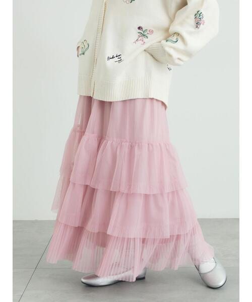 Samansa Mos2（サマンサ モスモス）の「2WAYチュールティアードスカート（スカート・レディース・ブラック/オフホワイト/ピンク・F）」の21枚目の写真