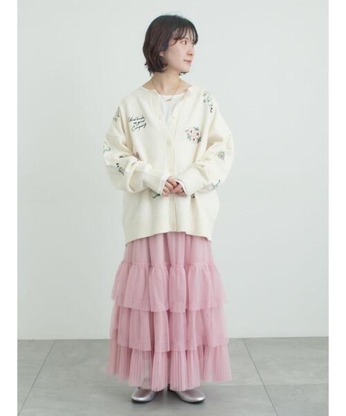 Samansa Mos2（サマンサ モスモス）の「2WAYチュールティアードスカート（スカート・レディース・ブラック/オフホワイト/ピンク・F）」の22枚目の写真