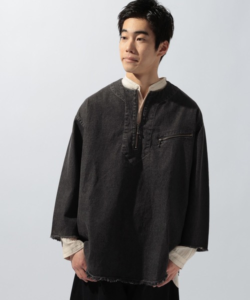 niko and...(ニコアンド)の「デニムハーフジップシャツ(シャツ/ブラウス・メンズ・アイボリー/ブラック/ブルー・MEDIUM/LARGE)」の4枚目の写真