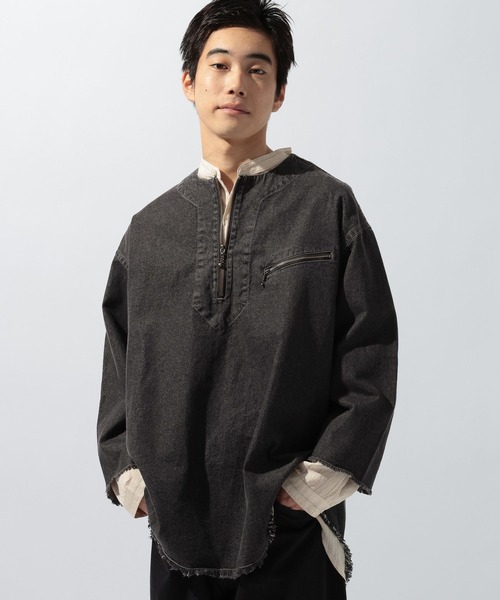 niko and...(ニコアンド)の「デニムハーフジップシャツ(シャツ/ブラウス・メンズ・アイボリー/ブラック/ブルー・MEDIUM/LARGE)」の5枚目の写真