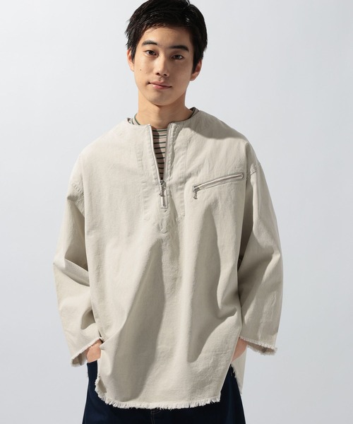 niko and...(ニコアンド)の「デニムハーフジップシャツ(シャツ/ブラウス・メンズ・アイボリー/ブラック/ブルー・MEDIUM/LARGE)」の8枚目の写真