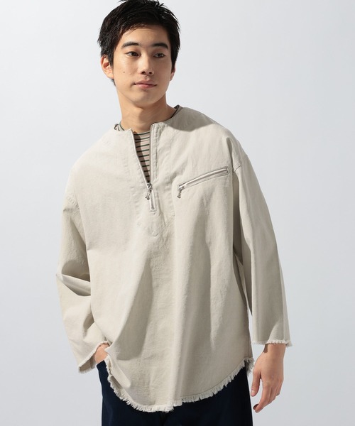 niko and...(ニコアンド)の「デニムハーフジップシャツ(シャツ/ブラウス・メンズ・アイボリー/ブラック/ブルー・MEDIUM/LARGE)」の9枚目の写真