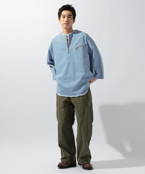 niko and...(ニコアンド)の「デニムハーフジップシャツ(シャツ/ブラウス・メンズ・アイボリー/ブラック/ブルー・MEDIUM/LARGE)」の10枚目の写真