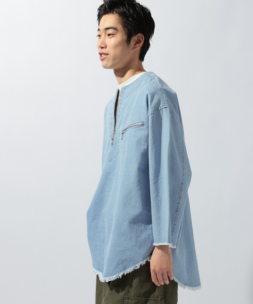 niko and...(ニコアンド)の「デニムハーフジップシャツ(シャツ/ブラウス・メンズ・アイボリー/ブラック/ブルー・MEDIUM/LARGE)」の13枚目の写真