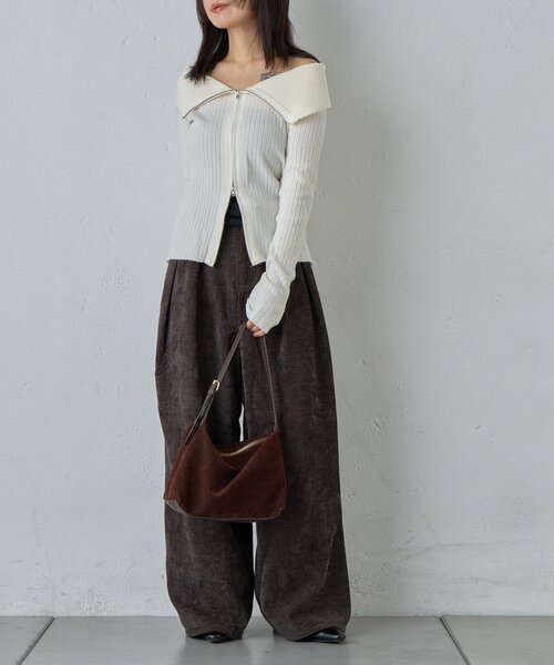 goocy(グーシー)の「オフショルリブWジップニット(ニット/セーター・レディース・アイボリー・FREE)」の6枚目の写真