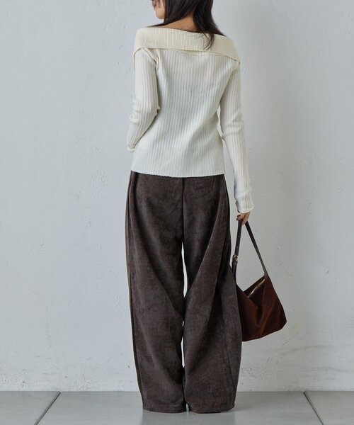 goocy(グーシー)の「オフショルリブWジップニット(ニット/セーター・レディース・アイボリー・FREE)」の7枚目の写真