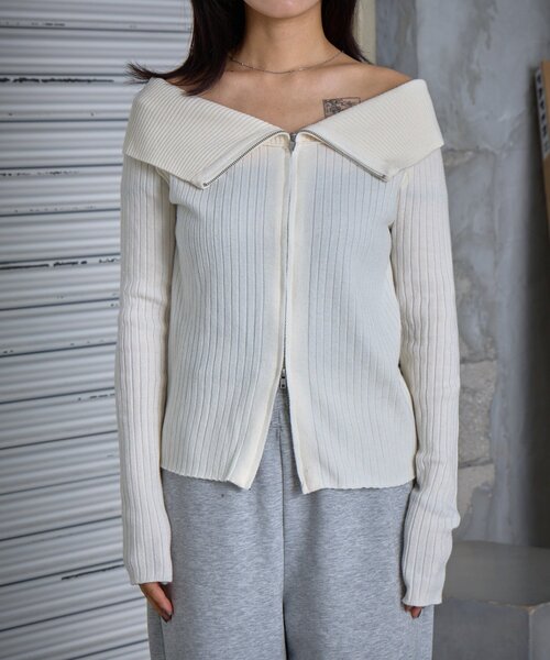 goocy(グーシー)の「オフショルリブWジップニット(ニット/セーター・レディース・アイボリー・FREE)」の10枚目の写真