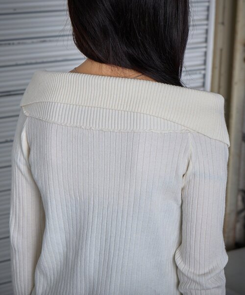 goocy(グーシー)の「オフショルリブWジップニット(ニット/セーター・レディース・アイボリー・FREE)」の13枚目の写真