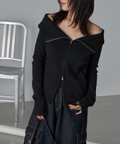 goocy(グーシー)の「オフショルリブWジップニット(ニット/セーター・レディース・アイボリー・FREE)」の19枚目の写真