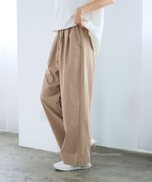 CROSS FUNCTION（クロスファンクション）の「《UV/吸水速乾》エブ楽 ダブルタックイージーワイドパンツ【CROSS FUNCTION/クロスファンクション】（その他パンツ・レディース・ライトベージュ/ブラック/オフホワイト/ネイビー・M/L/LL）」の12枚目の写真