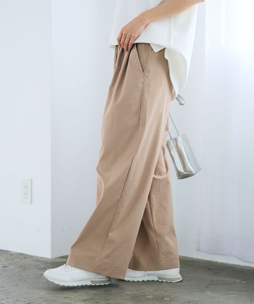 CROSS FUNCTION（クロスファンクション）の「《UV/吸水速乾》エブ楽 ダブルタックイージーワイドパンツ【CROSS FUNCTION/クロスファンクション】（その他パンツ・レディース・ライトベージュ/ブラック/オフホワイト/ネイビー・M/L/LL）」の13枚目の写真