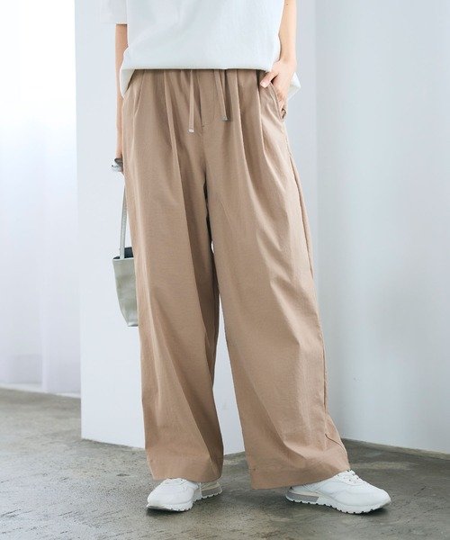 CROSS FUNCTION（クロスファンクション）の「《UV/吸水速乾》エブ楽 ダブルタックイージーワイドパンツ【CROSS FUNCTION/クロスファンクション】（その他パンツ・レディース・ライトベージュ/ブラック/オフホワイト/ネイビー・M/L/LL）」の11枚目の写真