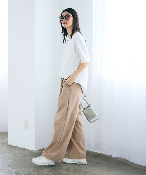 CROSS FUNCTION（クロスファンクション）の「《UV/吸水速乾》エブ楽 ダブルタックイージーワイドパンツ【CROSS FUNCTION/クロスファンクション】（その他パンツ・レディース・ライトベージュ/ブラック/オフホワイト/ネイビー・M/L/LL）」の19枚目の写真