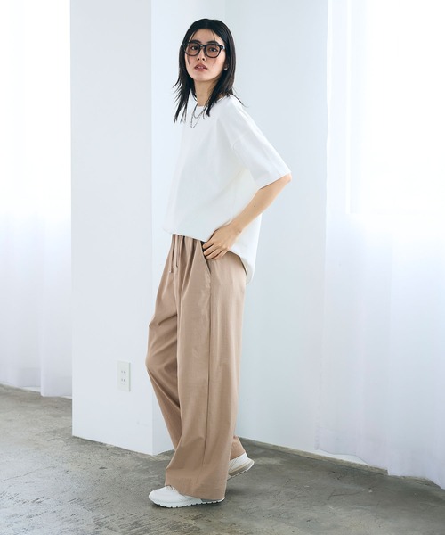 CROSS FUNCTION（クロスファンクション）の「《UV/吸水速乾》エブ楽 ダブルタックイージーワイドパンツ【CROSS FUNCTION/クロスファンクション】（その他パンツ・レディース・ライトベージュ/ブラック/オフホワイト/ネイビー・M/L/LL）」の20枚目の写真