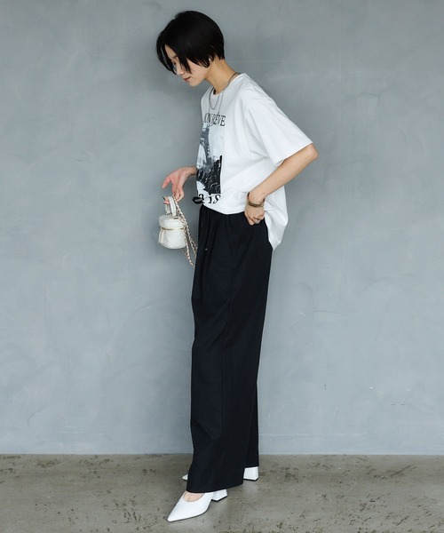 CROSS FUNCTION(クロスファンクション)の「《UV/吸水速乾》エブ楽 ダブルタックイージーワイドパンツ【CROSS FUNCTION/クロスファンクション】(その他パンツ・レディース・ライトベージュ/ブラック/オフホワイト/ネイビー/モカ・M/L/LL)」の12枚目の写真