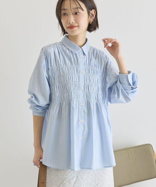 AMERICAN HOLIC(アメリカンホリック)の「シャーリングシャツ(シャツ/ブラウス・レディース・ライトベージュ/ブルー系その他4/ブルー系その他7・M/L)」の7枚目の写真