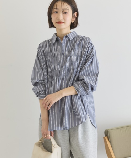 AMERICAN HOLIC(アメリカンホリック)の「シャーリングシャツ(シャツ/ブラウス・レディース・ライトベージュ/ブルー系その他4/ブルー系その他7・M/L)」の2枚目の写真