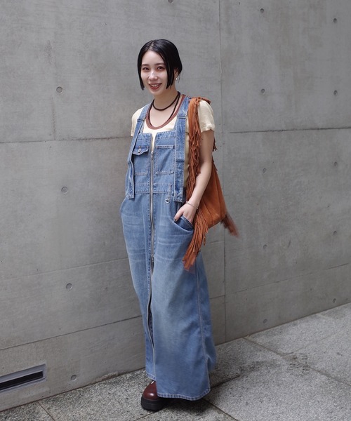Ameri（アメリ）の「FUNCTION DENIM OVERALL DRESS（サロペット/オーバーオール・レディース・ベビーピンク/ブルー・MEDIUM/SMALL）」の15枚目の写真