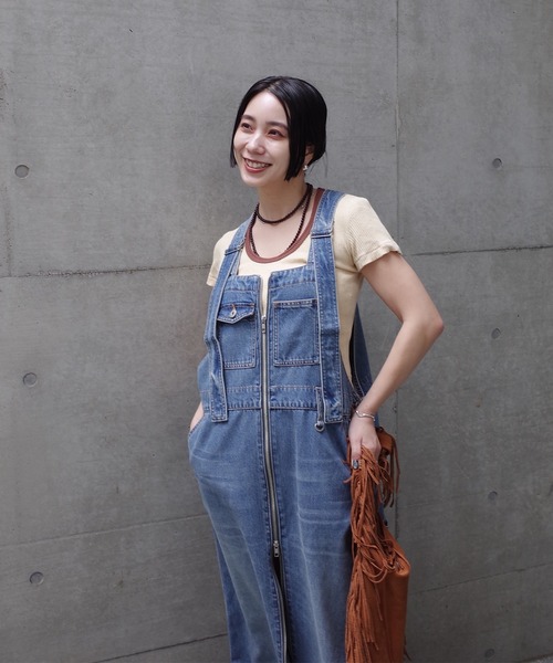 Ameri（アメリ）の「FUNCTION DENIM OVERALL DRESS（サロペット/オーバーオール・レディース・ベビーピンク/ブルー・MEDIUM/SMALL）」の18枚目の写真