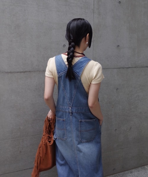 Ameri（アメリ）の「FUNCTION DENIM OVERALL DRESS（サロペット/オーバーオール・レディース・ベビーピンク/ブルー・MEDIUM/SMALL）」の17枚目の写真