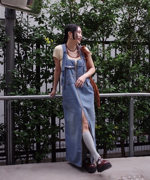 Ameri（アメリ）の「FUNCTION DENIM OVERALL DRESS（サロペット/オーバーオール・レディース・ベビーピンク/ブルー・MEDIUM/SMALL）」の19枚目の写真