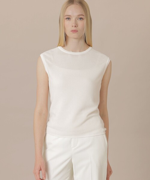 MACKINTOSH LONDON（マッキントッシュ ロンドン）の「【eclat5月号掲載】【婦人画報4月号掲載】ガーターホールガーメントニットプルオーバー（Tシャツ/カットソー・レディース・ライトブルー/ホワイト/ブラック・38）」の2枚目の写真