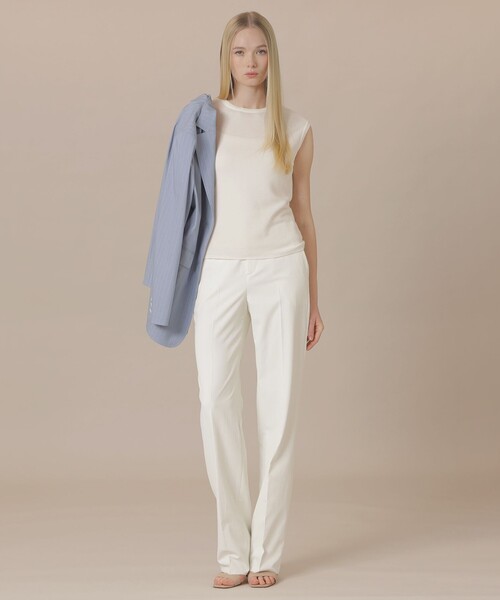 MACKINTOSH LONDON（マッキントッシュ ロンドン）の「【eclat5月号掲載】【婦人画報4月号掲載】ガーターホールガーメントニットプルオーバー（Tシャツ/カットソー・レディース・ライトブルー/ホワイト/ブラック・38）」の4枚目の写真