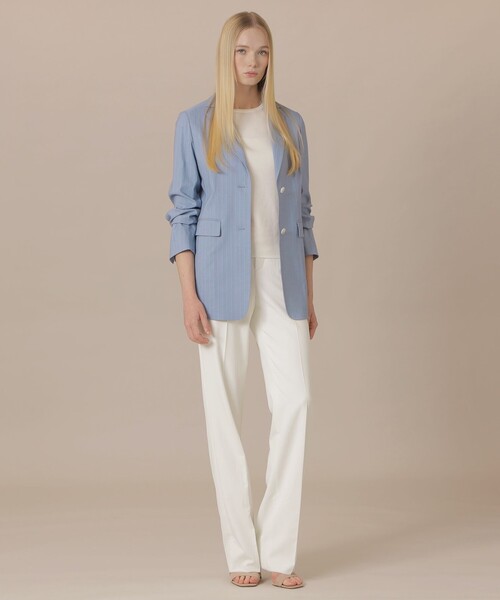 MACKINTOSH LONDON（マッキントッシュ ロンドン）の「【eclat5月号掲載】【婦人画報4月号掲載】ガーターホールガーメントニットプルオーバー（Tシャツ/カットソー・レディース・ライトブルー/ホワイト/ブラック・38）」の5枚目の写真