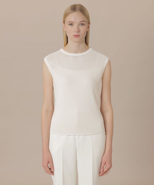 MACKINTOSH LONDON（マッキントッシュ ロンドン）の「【eclat5月号掲載】【婦人画報4月号掲載】ガーターホールガーメントニットプルオーバー（Tシャツ/カットソー・レディース・ライトブルー/ホワイト/ブラック・38）」の8枚目の写真