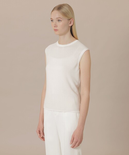 MACKINTOSH LONDON（マッキントッシュ ロンドン）の「【eclat5月号掲載】【婦人画報4月号掲載】ガーターホールガーメントニットプルオーバー（Tシャツ/カットソー・レディース・ライトブルー/ホワイト/ブラック・38）」の9枚目の写真
