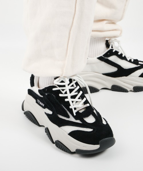 STEVE MADDEN(スティーブマデン)の「ウェーブボリュームソールスニーカー/S.MADDEN POSSES-H-XS(スニーカー・メンズ・ブラック/ホワイト系その他・26.5cm/26.0cm/25.5cm/25.0-25.5/27.5cm/27.0cm)」の1枚目の写真