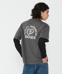 Dickies/ディッキーズ フェイク 2-IN-1 ロングスリーブTシャツ 長袖/プリントTシャツ/ロゴT