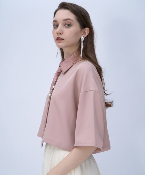 HARE（ハレ）の「パーツツキネクタイシャツ(HARE)（シャツ/ブラウス・レディース・ブラック/ライトブルー/ホワイト/ピンク・FREE）」の7枚目の写真