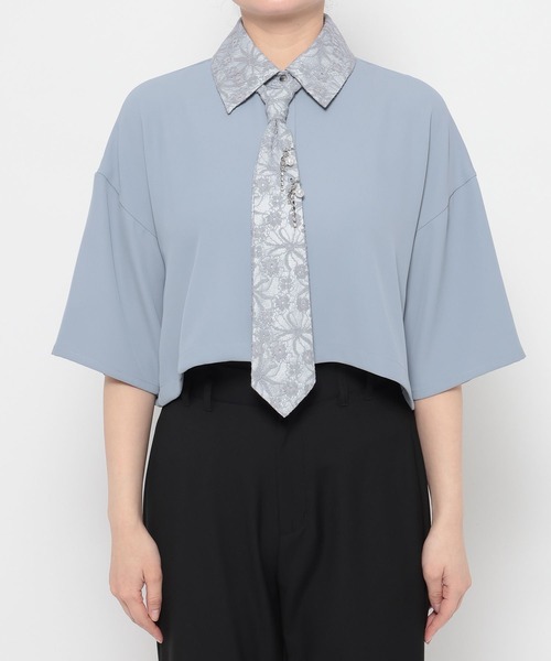 HARE（ハレ）の「パーツツキネクタイシャツ(HARE)（シャツ/ブラウス・レディース・ブラック/ライトブルー/ホワイト/ピンク・FREE）」の13枚目の写真