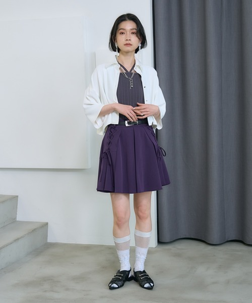HARE(ハレ)の「パーツツキネクタイシャツ(HARE)(シャツ/ブラウス・レディース・ブラック/ライトブルー/ホワイト/ピンク/イエロー・FREE)」の6枚目の写真