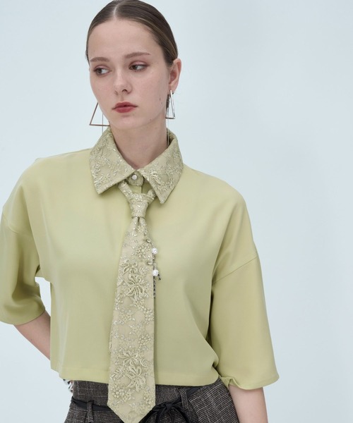 HARE(ハレ)の「パーツツキネクタイシャツ(HARE)(シャツ/ブラウス・レディース・ブラック/ライトブルー/ホワイト/ピンク/イエロー・FREE)」の11枚目の写真