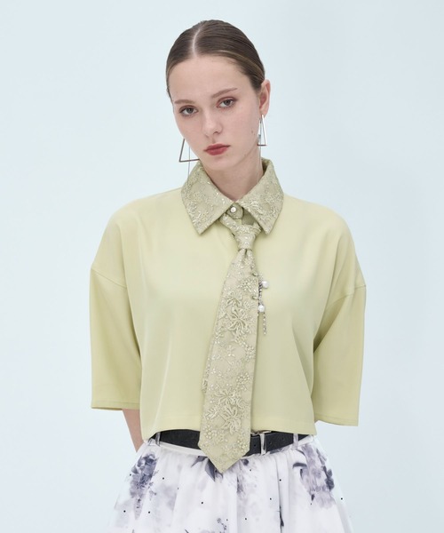 HARE(ハレ)の「パーツツキネクタイシャツ(HARE)(シャツ/ブラウス・レディース・ブラック/ライトブルー/ホワイト/ピンク/イエロー・FREE)」の12枚目の写真