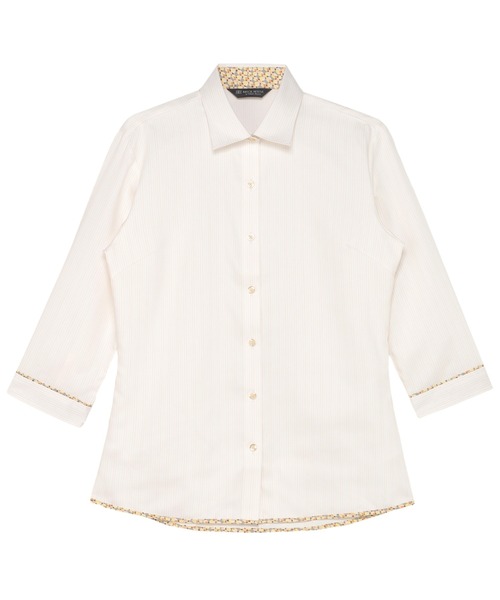 TOKYO SHIRTS(トウキョウシャツ)の「【透け防止】 形態安定ノンアイロン ワイド 7分袖ビジネスワイシャツ(ビジネスシャツ・レディース・オレンジ・XS/S/M/L/LL/XL)」の1枚目の写真