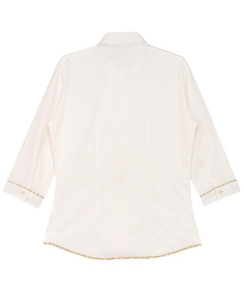 TOKYO SHIRTS(トウキョウシャツ)の「【透け防止】 形態安定ノンアイロン ワイド 7分袖ビジネスワイシャツ(ビジネスシャツ・レディース・オレンジ・XS/S/M/L/LL/XL)」の2枚目の写真