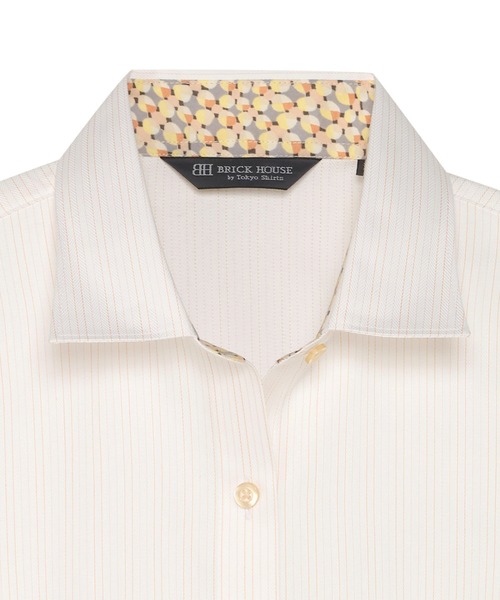 TOKYO SHIRTS(トウキョウシャツ)の「【透け防止】 形態安定ノンアイロン ワイド 7分袖ビジネスワイシャツ(ビジネスシャツ・レディース・オレンジ・XS/S/M/L/LL/XL)」の3枚目の写真