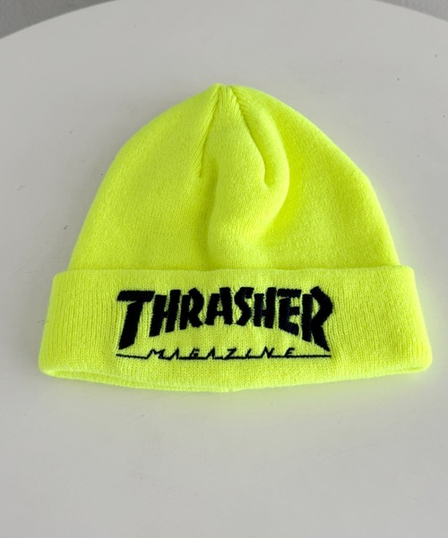 THRASHER（スラッシャー）の「THRASHER MAGAZINE ロゴ刺繍 キッズ ニットキャップビーニー（折り返し）（ニットキャップ/ビーニー・キッズ・ライム/オレンジ/イエロー/ブラック・FREE）」の5枚目の写真