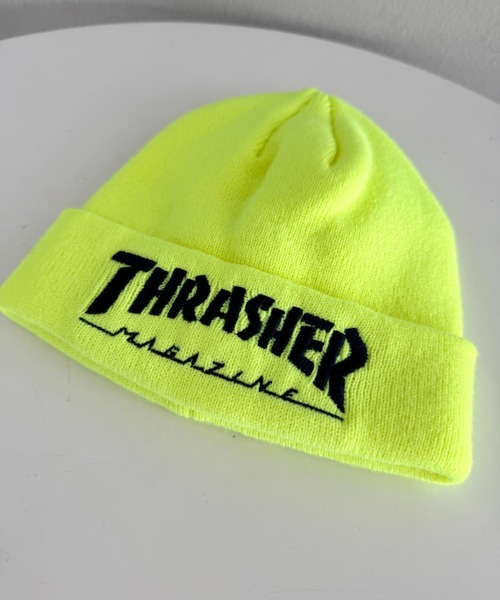 THRASHER（スラッシャー）の「THRASHER MAGAZINE ロゴ刺繍 キッズ ニットキャップビーニー（折り返し）（ニットキャップ/ビーニー・キッズ・ライム/オレンジ/イエロー/ブラック・FREE）」の8枚目の写真